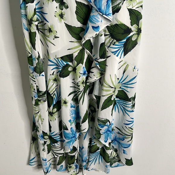 Banana Republic white green and blue raffle high low maxi dress size 2new - Picture 6 of 12